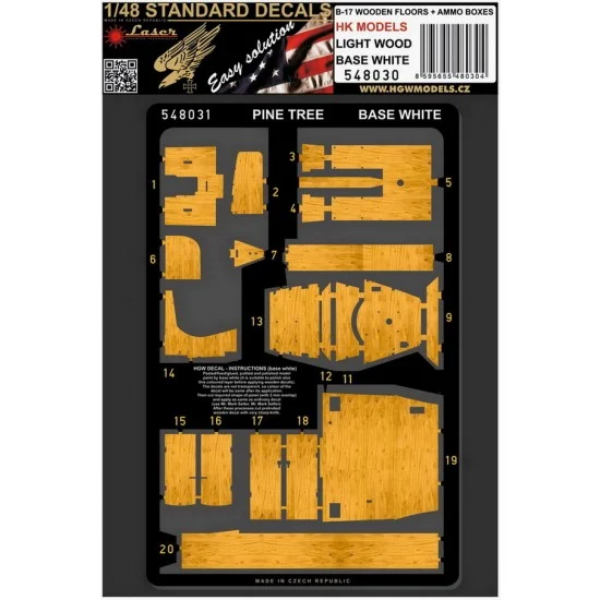 HGW 548030 1/48 Boeing B-17 Wooden Floors & Ammo Boxes #Light Wood Decals for HK Models