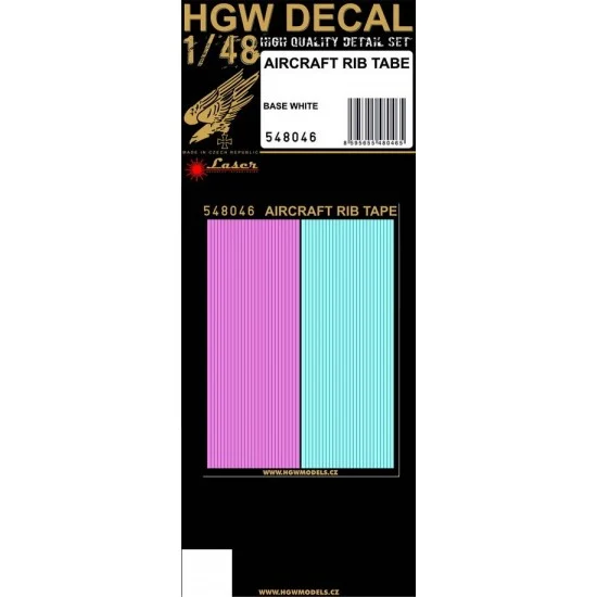 HGW 548046 1/48 WWI Aircrafts Rib Tapes (base white, straight, laser) - Model Planes
