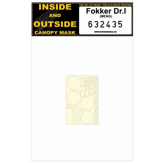 HGW 632435 1/32 Fokker Dr.I Inside and Outside Canopy Masking Sheet for Meng Models - Model Planes