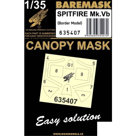HGW 635407 1/35 Spitfire Mk.V Canopy Masks for Border Model - Model Planes