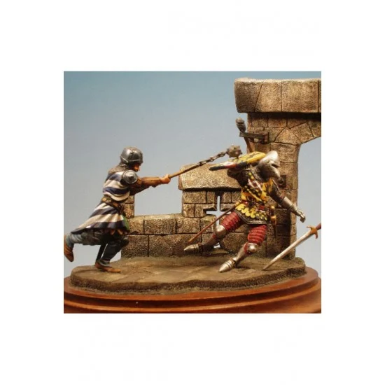 Hidalgo-Beneito MD12 54mm Scale Medieval Knights Fighting in Castle, XVI C (2 metal figures)