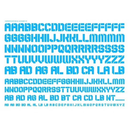 HIQ Parts EXPD-A01SB EXP Decal Alphabet 01 Sky Blue
