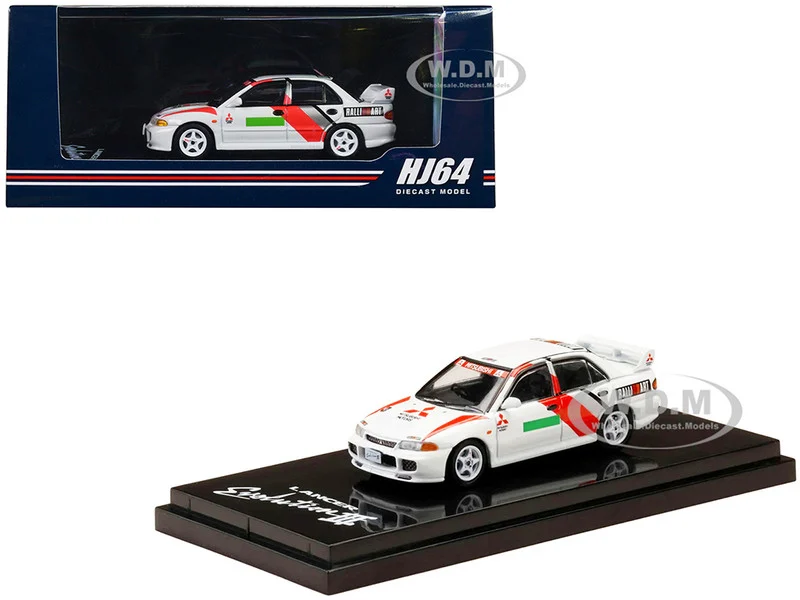 Mitsubishi Lancer RS Evolution III RHD (Right Hand Drive) Scortia White "Groupe A Promotion" 1/64 Diecast Model Car by Hobby Japan - Mitsubishi Models