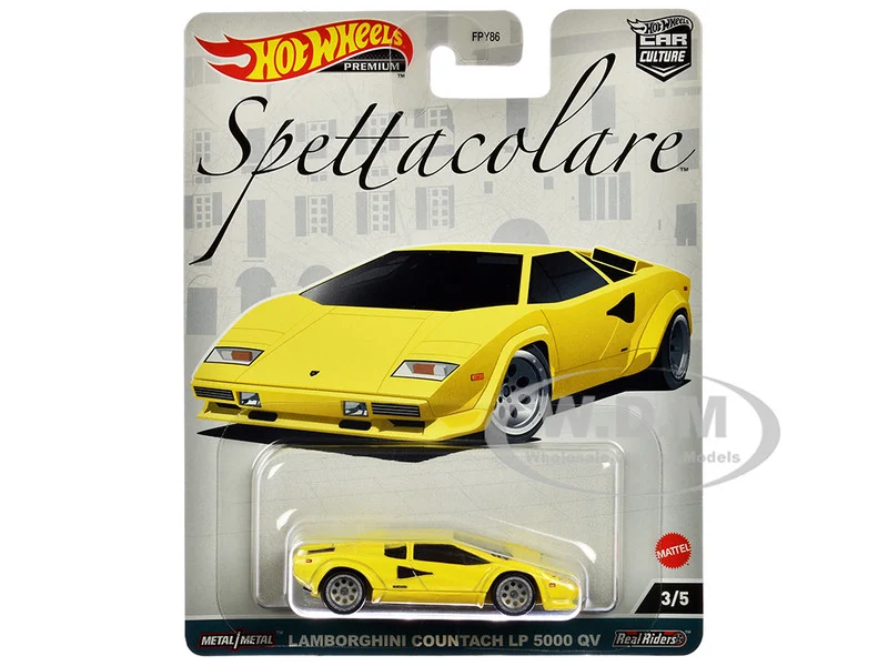 Lamborghini Countach LP 5000 QV Yellow "Spettacolare" Series Diecast Model Car by Hot Wheels - Lamborghini Models