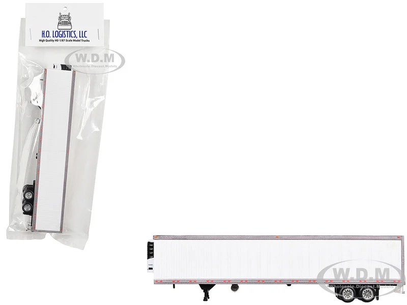 Box Dry Goods Trailer White 1/87 (HO) Plastic Model by HO Logistics - Accessories