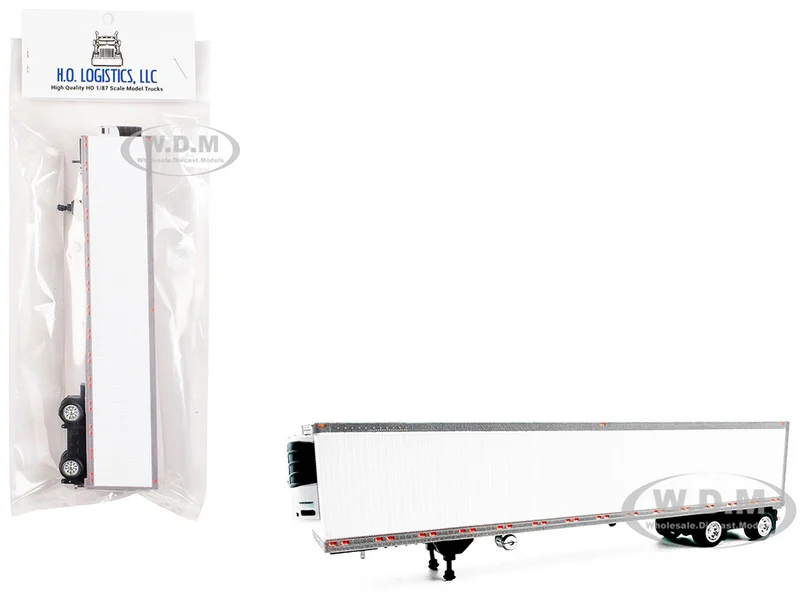 53' Spread Axle Refrigerated Trailer White 1/87 (HO) Plastic Model Car by HO Logistics - Accessories