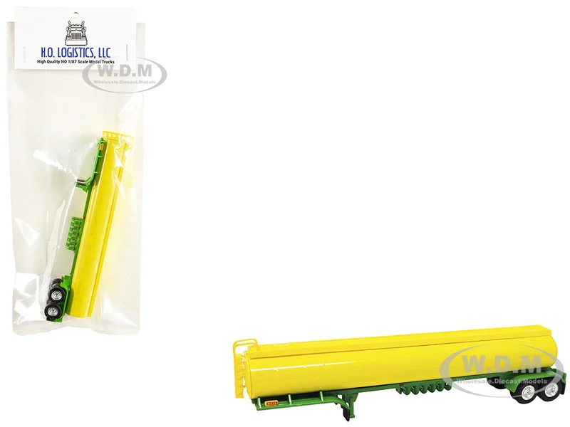 Tanker Trailer Yellow and Green 1/87 (HO) Plastic Model Car by HO Logistics - Accessories