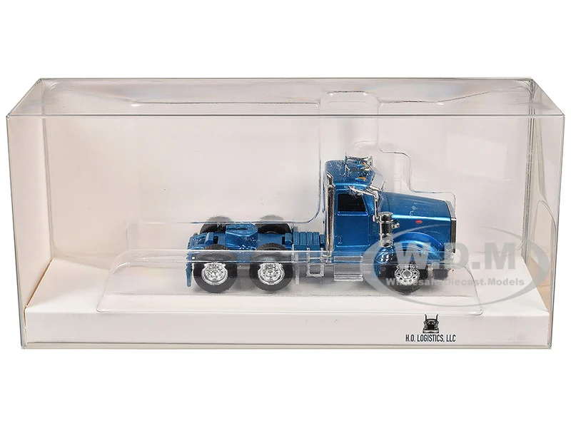 Peterbilt 367 Day Cab Blue Metallic 1/87 (HO) Plastic Model Car by HO Logistics - Peterbilt Models
