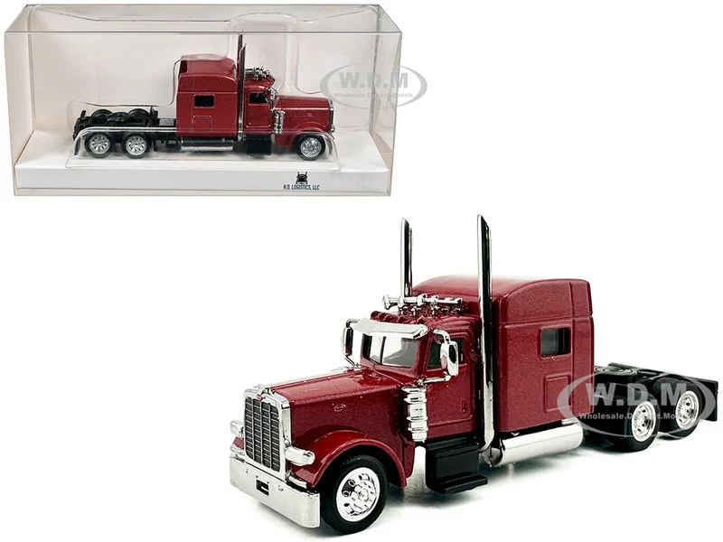 Peterbilt 389 Truck Tractor with Sleeper Cab Red Metallic 1/87 (HO) Plastic Model Car by HO Logistics - Peterbilt Models
