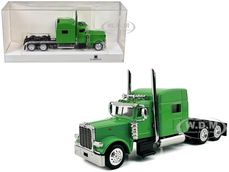 Peterbilt 389 Truck Tractor with Sleeper Cab Lime Green 1/87 (HO) Plastic Model Car by HO Logistics - Peterbilt Models