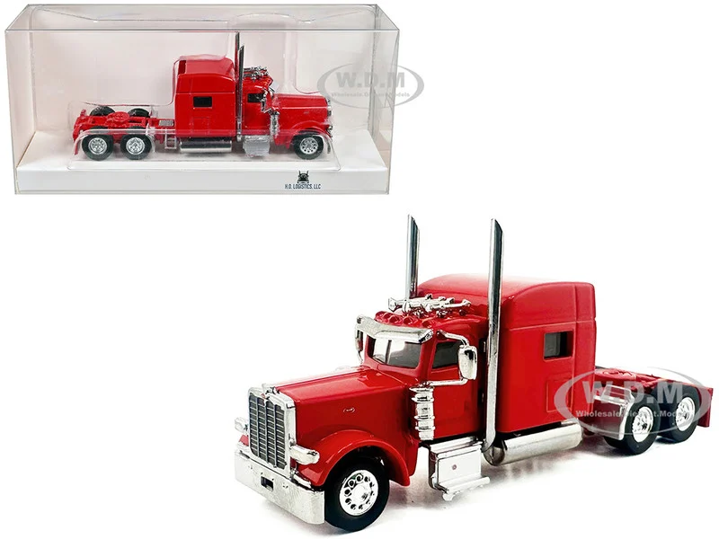 Peterbilt 389 Truck Tractor with Sleeper Cab Red 1/87 (HO) Plastic Model Car by HO Logistics - Peterbilt Models