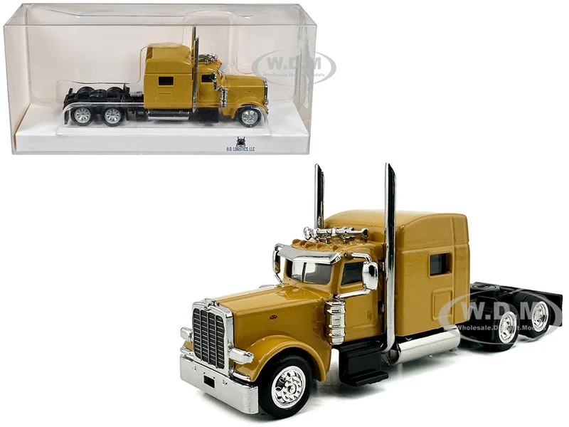 Peterbilt 389 Truck Tractor with Sleeper Cab Yellow 1/87 (HO) Plastic Model Car by HO Logistics - Peterbilt Models