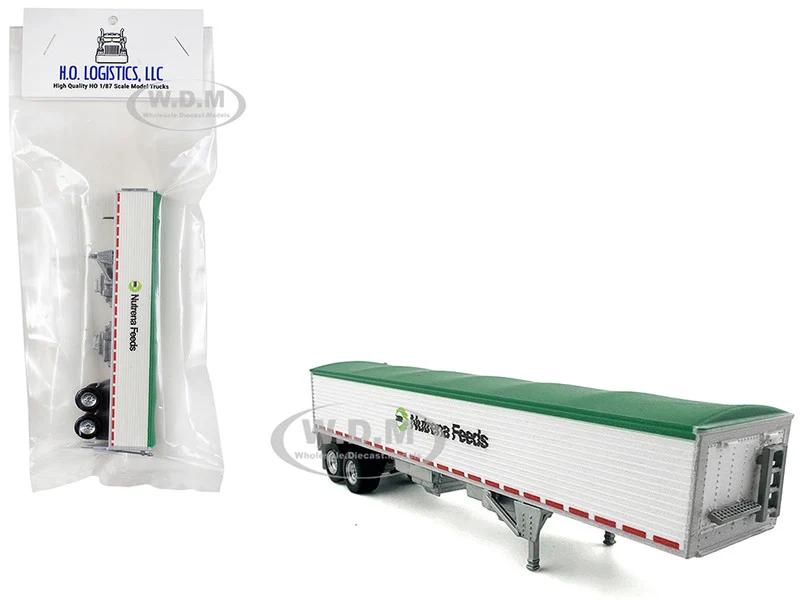 Covered Grain Trailer White with Green Tarp "Nutrena Feeds" 1/87 (HO) Plastic Model Car by HO Logistics - Accessories