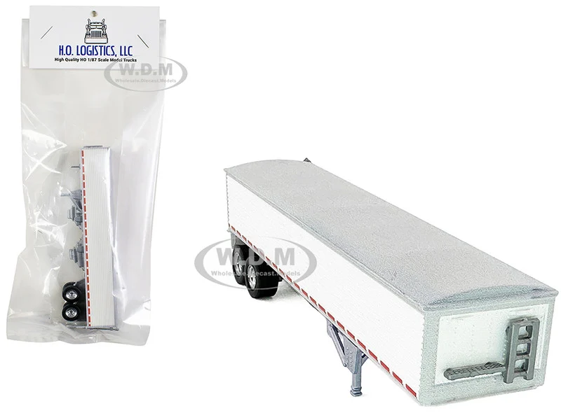 Covered Grain Trailer White with Silver Tarp 1/87 (HO) Plastic Model Car by HO Logistics - Accessories