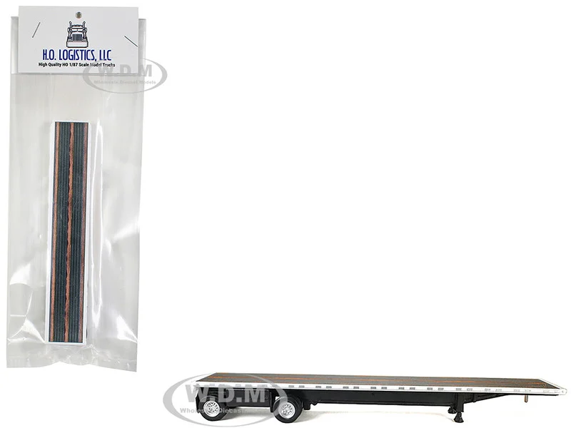 High Boy Spread Axle Flatbed Trailer White 1/87 (HO) Plastic Model Car by HO Logistics - Accessories