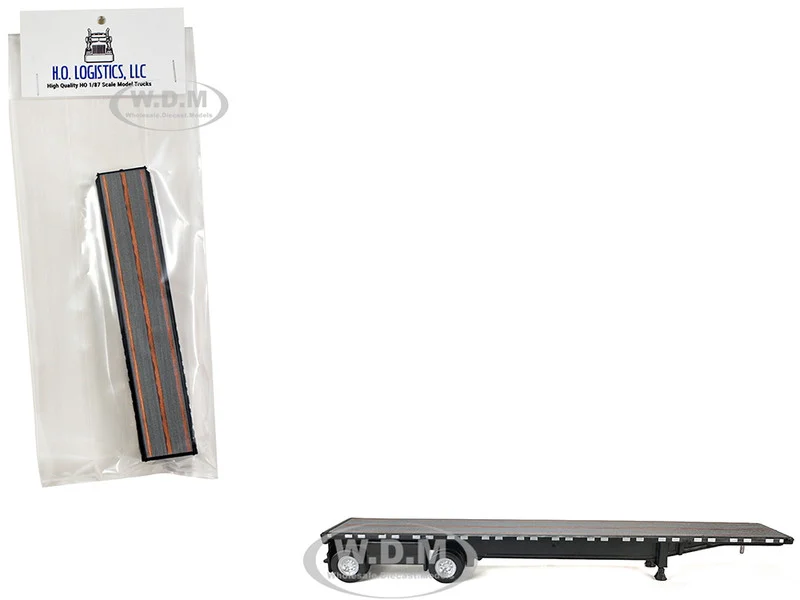 High Boy Spread Axle Flatbed Trailer Black 1/87 (HO) Plastic Model Car by HO Logistics - Accessories