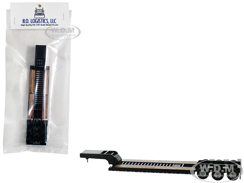 Low Boy Flatbed Trailer Black 1/87 (HO) Plastic Model Car by HO Logistics - Accessories