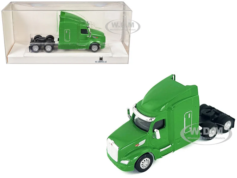 Peterbilt 579 Sleeper Cab Lime Green 1/87 (HO) Plastic Model Car by HO Logistics - Peterbilt Models
