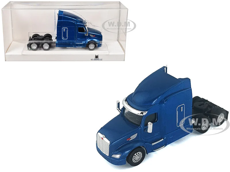 Peterbilt 579 Sleeper Cab Blue Metallic 1/87 (HO) Plastic Model Car by HO Logistics - Peterbilt Models