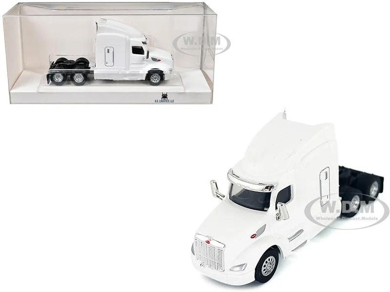 Peterbilt 579 Sleeper Cab White 1/87 (HO) Plastic Model Car by HO Logistics - Peterbilt Models