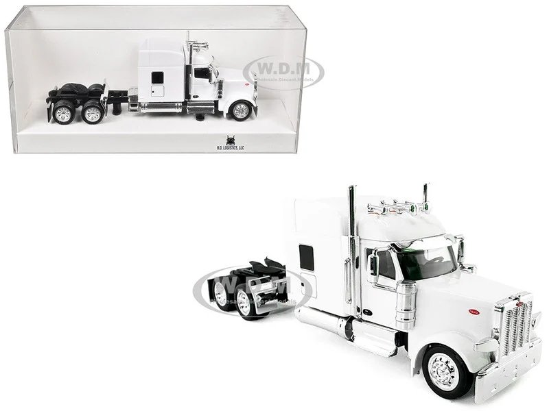 Peterbilt 589 with Stand Up Sleeper Cab White 1/87 (HO) Plastic Model Car by HO Logistics - Peterbilt Models