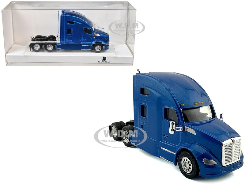 Kenworth T680 Sleeper Cab Blue Metallic 1/87 (HO) Plastic Model Car by HO Logistics - Kenworth Models