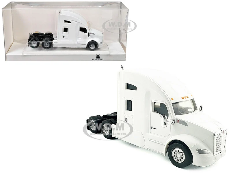 Kenworth T680 Sleeper Cab White 1/87 (HO) Plastic Model Car by HO Logistics - Peterbilt Models