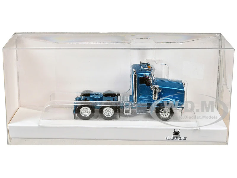 Kenworth T800 Day Cab Blue Metallic 1/87 (HO) Plastic Model Car by HO Logistics - Kenworth Models