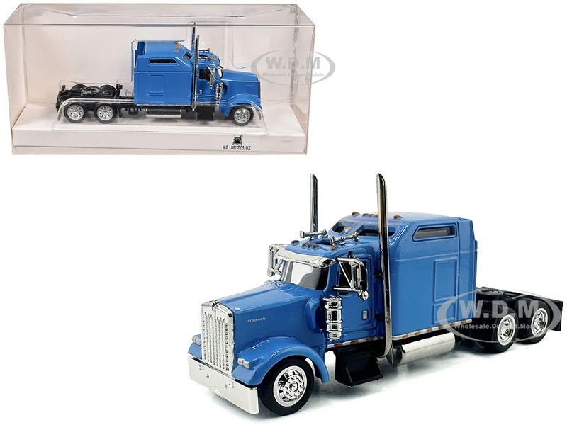 Kenworth W900L Truck Tractor with Sleeper Cab Baby Blue 1/87 (HO) Plastic Model Car by HO Logistics - Kenworth Models
