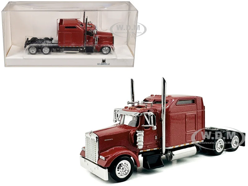 Kenworth W900L Truck Tractor with Sleeper Cab Red Metallic 1/87 (HO) Plastic Model Car by HO Logistics - Kenworth Models