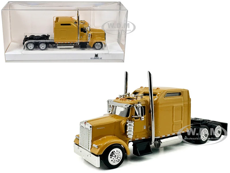 Kenworth W900L Truck Tractor with Sleeper Cab Yellow 1/87 (HO) Plastic Model Car by HO Logistics - Kenworth Models