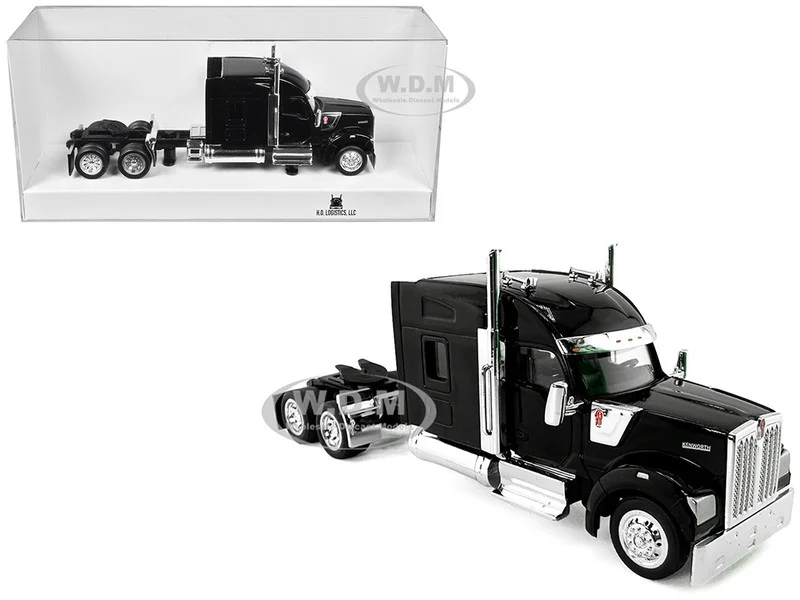 Kenworth W990 with Stand Up Sleeper Cab Black 1/87 (HO) Plastic Model Car by HO Logistics - Kenworth Models