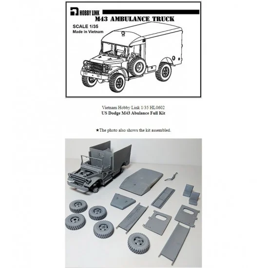 Hobby Link HL0602 1/35 US Dodge M43 Abulance Full Resin kit - Military Vehicles & Tanks