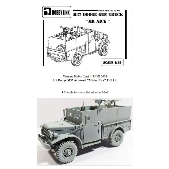 Hobby Link HL0604 1/35 US Dodge M37 M37 Gun Truck 'Mr Nice' Full Resin kit - Military Vehicles & Tanks