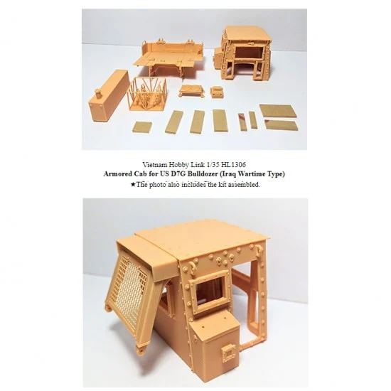 Hobby Link HL1306 1/35 US D7G Bulldozer Armoured Cab (Iraq Wartime Type) - Military Vehicles & Tanks