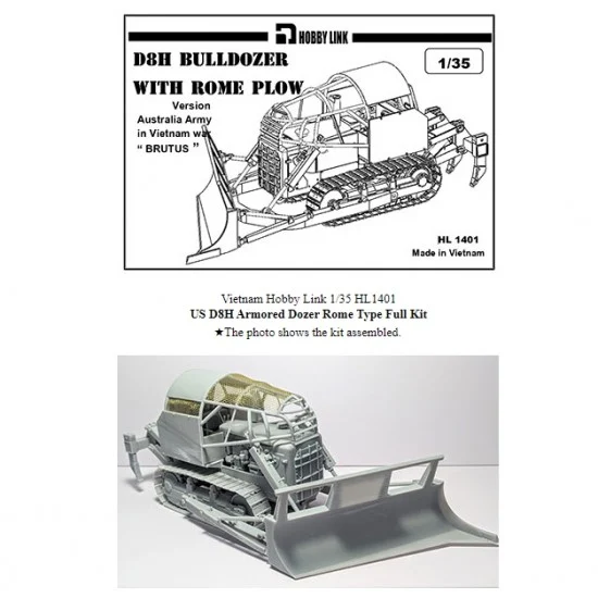 Hobby Link HL1401 1/35 US D8H Bulldozer with Rome Plow Full Resin kit - Military Vehicles & Tanks
