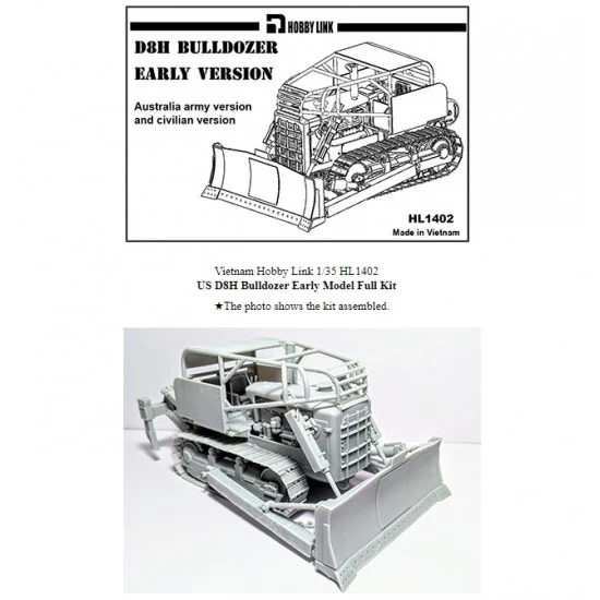 Hobby Link HL1501 1/35 US D8H Bulldozer Early Full Resin kit - Military Vehicles & Tanks