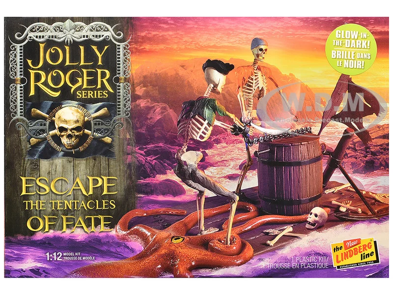 Skill 2 Model Kit Jolly Roger Series "Escape the Tentacles of Fate" Diorama Set 1/12 Scale Model by Lindberg - Figures