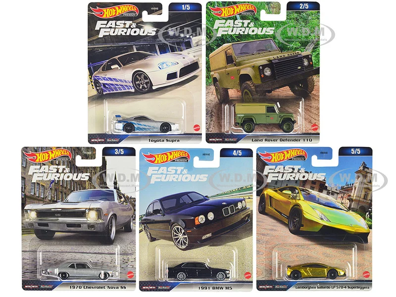 "Fast & Furious" 2023 5 piece Set D Diecast Model Cars by Hot Wheels - Movie/TV Series Models