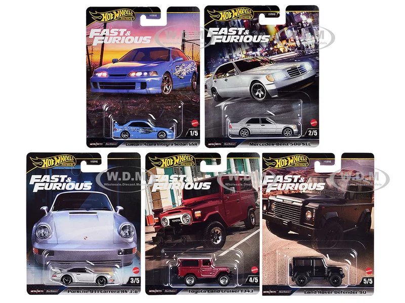 "Fast & Furious" 2023 5 piece Set G Diecast Model Cars by Hot Wheels - Movie/TV Series Models