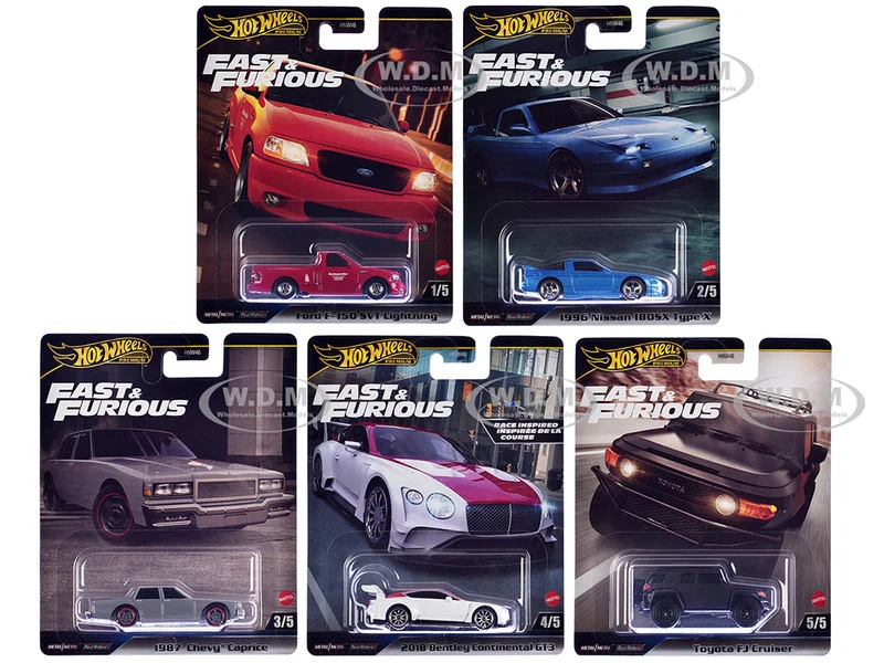 "Fast & Furious" 2024 5 piece Set H Diecast Model Cars by Hot Wheels - Movie/TV Series Models