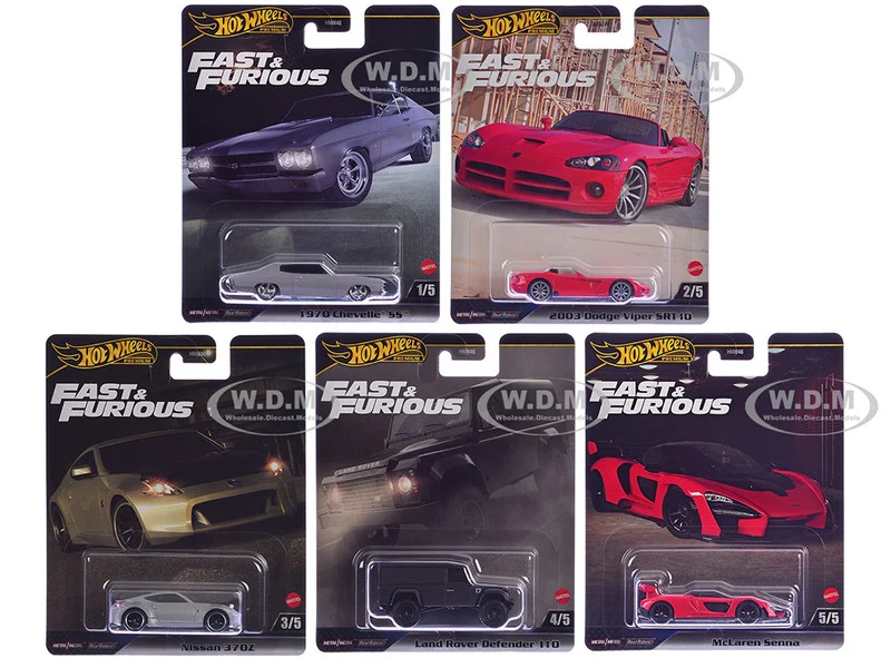 "Fast & Furious" 2024 5 piece Set J Diecast Model Cars by Hot Wheels - Movie/TV Series Models