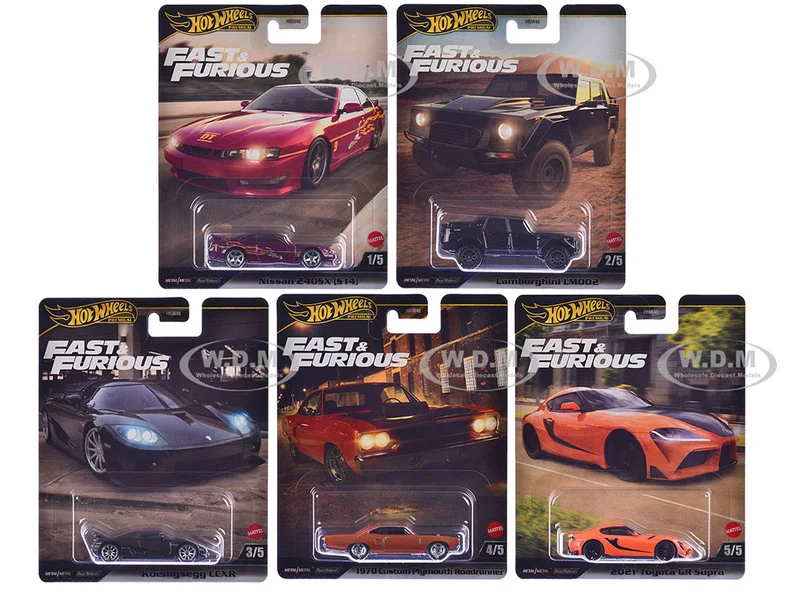 "Fast & Furious" 2025 5 piece Set L Model Cars by Hot Wheels - Fast & Furious Models