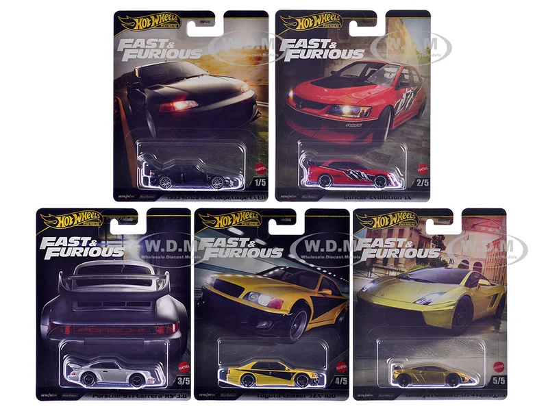 "Fast & Furious" 2025 5 piece Set M Diecast Model Cars by Hot Wheels - Movie/TV Series Models