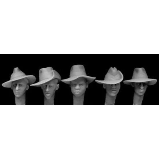 Hornet HAH02 1/35 5x Different Heads with Slouch Hats - Model Figures