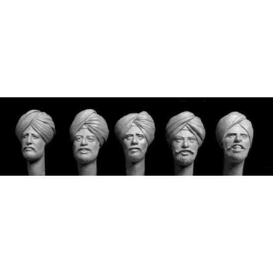 Hornet HAH03 1/35 5x Different Heads with Sikh Turbans - Model Figures
