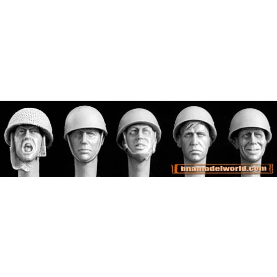 Hornet HBH05 1/35 5x Heads with UK Rimless Helmets (AFV, Para, Bikers 1944-1980's)