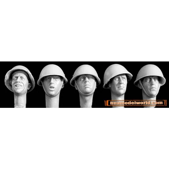 Hornet HBH07 1/35 5x Heads with British Mk III Steel Helmets 1944-1980's