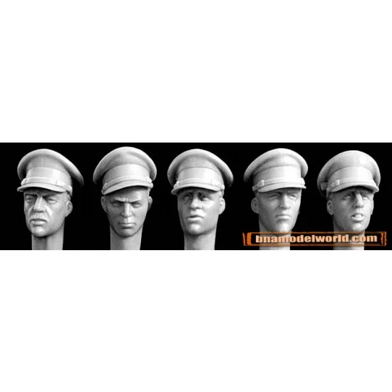 Hornet HBH10 1/35 5x Heads with British Officer's Type Peaked Caps - Model Figures