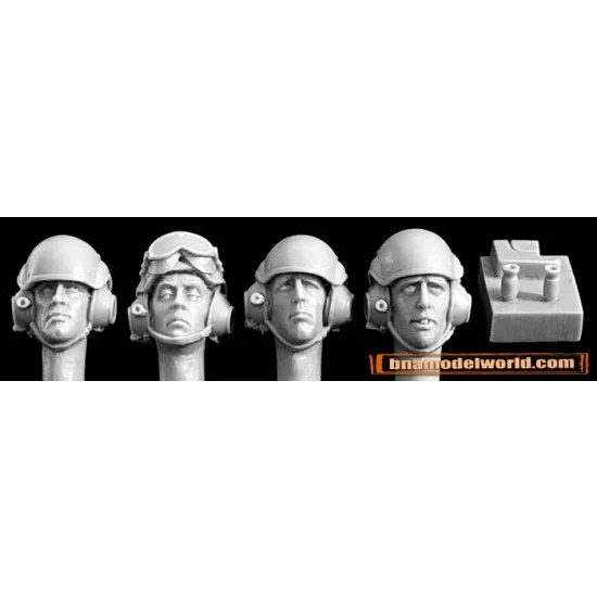 Hornet HBH11 1/35 4 Heads with Modern UK AFV Crew, 2 Jigs To Make Mics - Model Figures